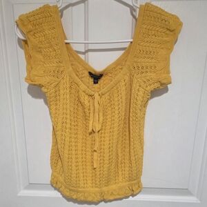 Guess Yellow Knit Crop Top